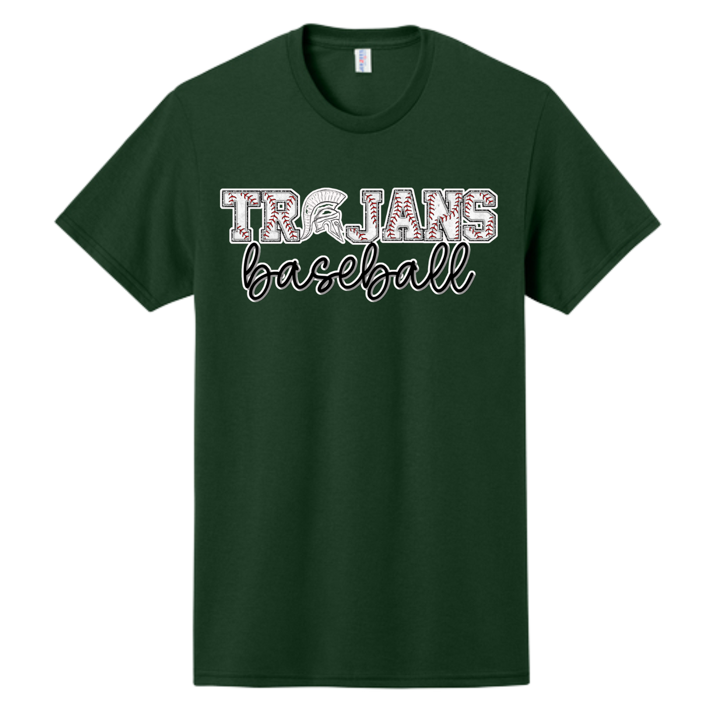 Short Sleeve Green Trojan Baseball Tee