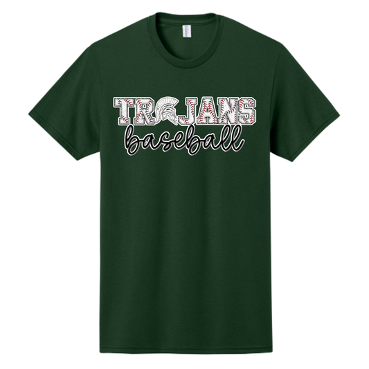 Short Sleeve Green Trojan Baseball Tee