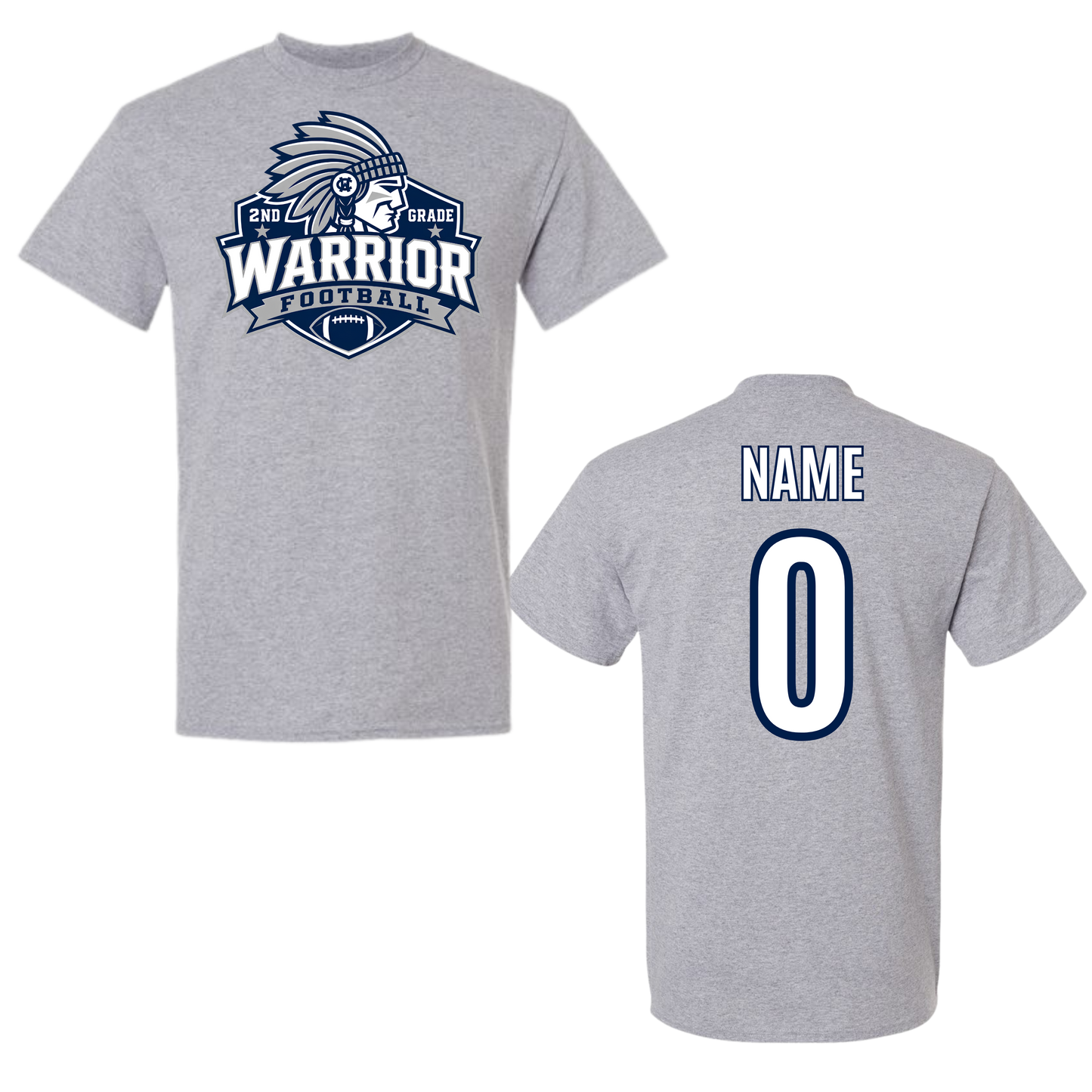 2nd Grade Warrior Football Custom Name