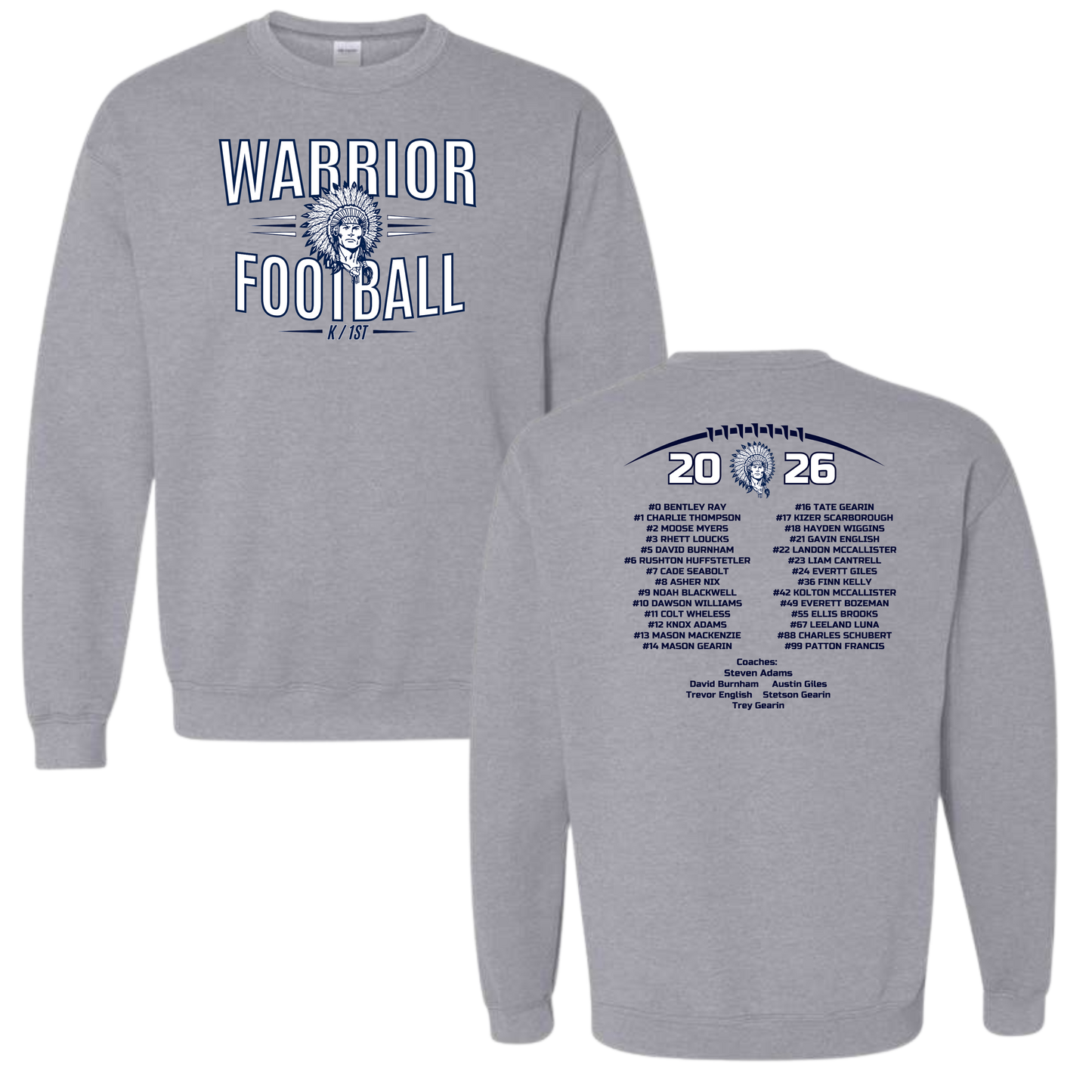 K/1st Warrior Football Crewneck Sweatshirt