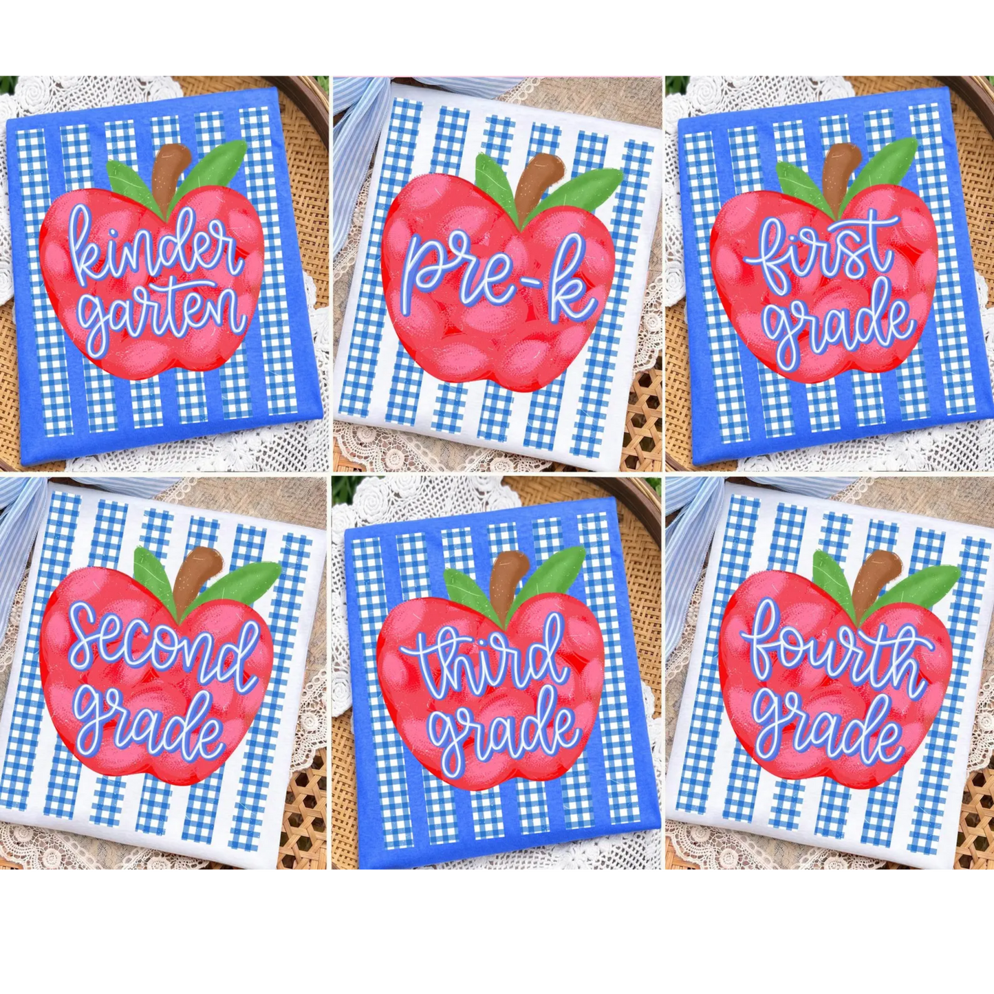 Gingham Stripe Apple Tee